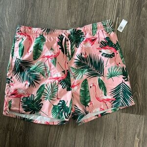 Old Navy Flamingo Print Mens Swim Trunks